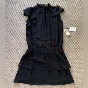 1 State black high neck mini dress